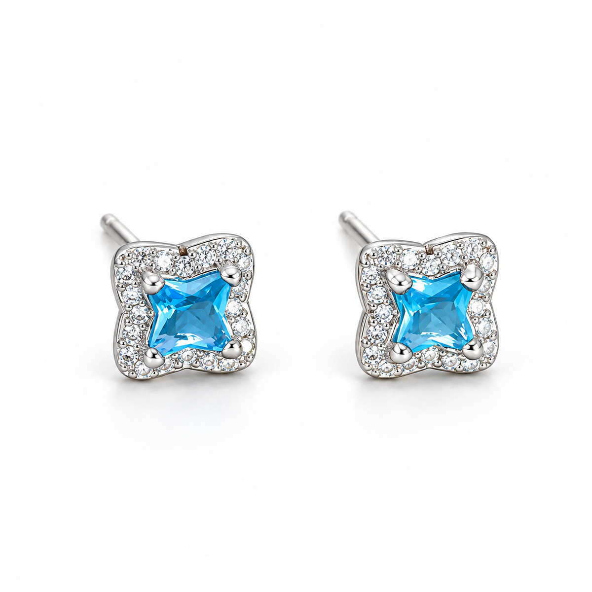 Aros Trébol de Cuatro Hojas Azules - Meivak